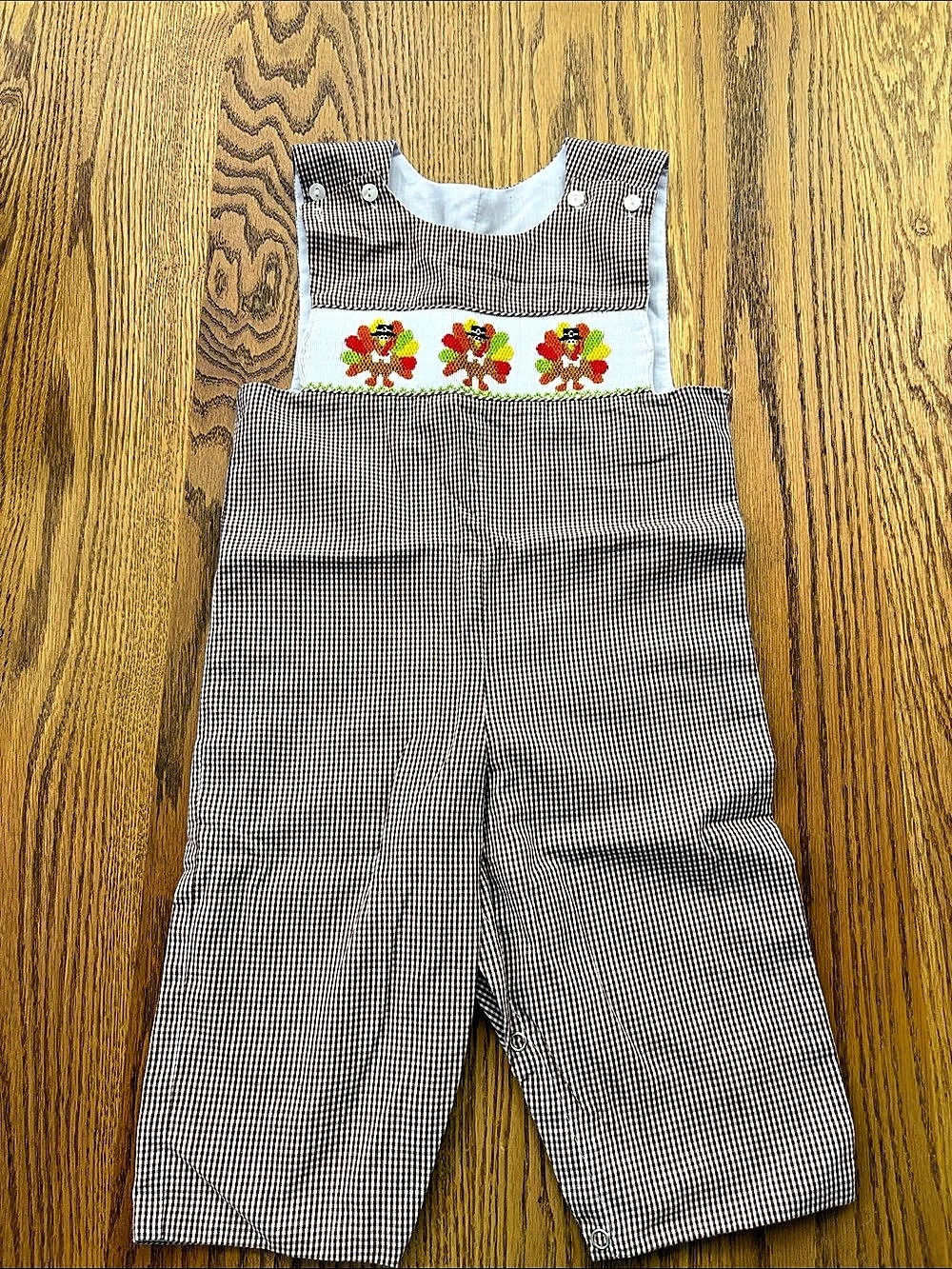 Be Mine Gingham Turkey Romper Size 12M Like New